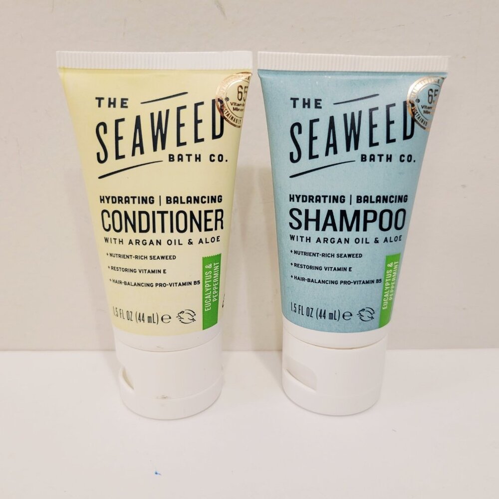 2 The Seaweed Bath Co Shampoo Conditioner Sealed Argan Oil & Aloe Travel Size